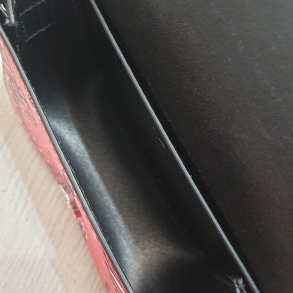 Italian HTC L.A Leather Handbag Paisley Red Black Small Casual Formal Purse Gift - Picture 7 of 10